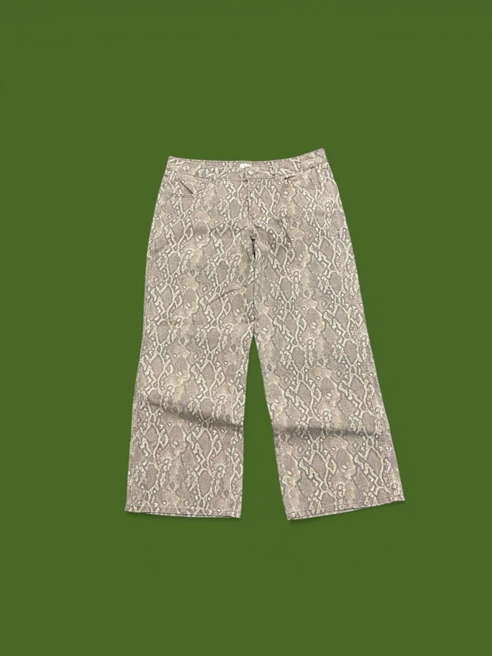 Women’s Snake Print Wide-Leg Jeans - Taupe